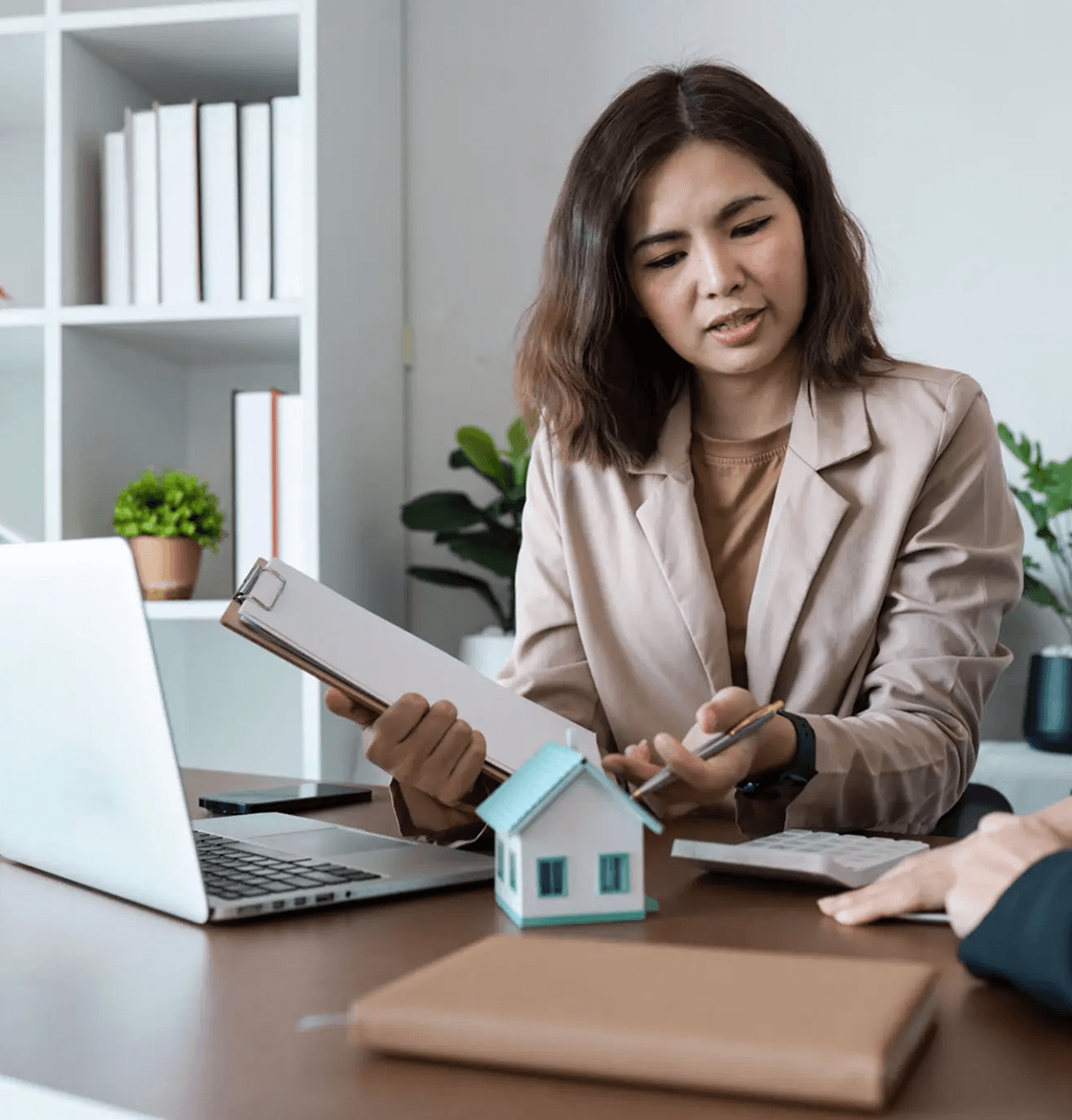 Professional meeting with real estate consultant