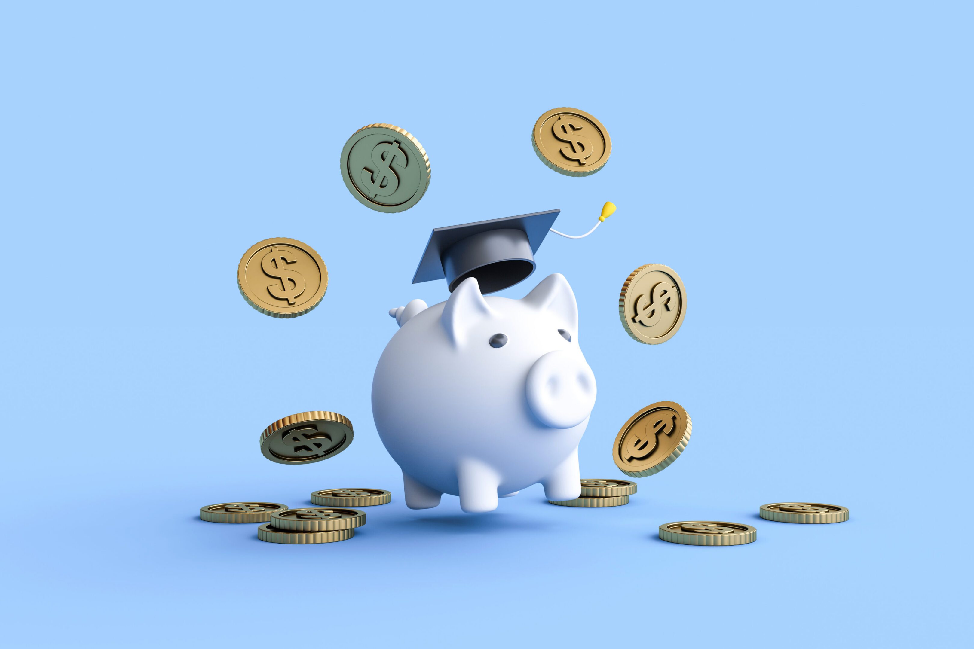 Three Dimensional, Computer Graphic, Student Loan, Banking, Coin Bank